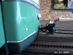 Drachenfelsbahn Die Kupplung von einem Historischen Triebwagen der Drachenfelsbahn