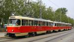 DVB.Nr.2000 am 29.05. 10 als Linie E7 am Postplatz (Tatra Abschied ...