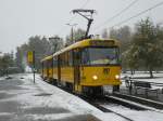 Wintereinbruch am 15.10.09 Tatra-Trakt: TW 280/219 am Endpunkt Dresden-Hellerau ... Wintereinbruch am 15.10.09 Tatra-Trakt: TW 280/219 am Endpunkt Dresden-Hellerau ...