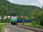 E 37 Endlich mal ein 'Frettchen' in besserem Licht erwischt. 437 024 bespannte am 06.06.2010 einen ITL-Containerzug in Fahrtrichtung S�den. Hier bei Mecklar.