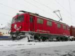 e-loks-ge-4-4-i RhB - Ge 4/4 607 im Bahnhofsareal von Samedan am 04.12.2009