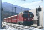 R1249 mit Ge 4/4 II 624 Celerina/Schlarigna bei Chur West. ...
