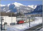 e-loks-ge-4-4-ii G�terzug mit Ge 4/4 II 623 'Bonaduz' bei Untervaz-Trimmis. Im Hintergrund der Vilan. (01.02.2010)