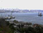 Blick vom Topkapi-Palast auf den Bosporus und die die Halbinsel ...