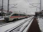 eisenach ICE 1651 mit ca. 20 Min. versp�tet nach Dresden Hbf bei der Ausfahrt in Eisenach am 12.02.2010