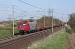 eko-trans--arcelor-mittal 145-CL 001 (Arcelor/EKO) f�hrt mit einem Ganzzug Rungenwagen in Richtung Braunschweig. Fotografiert am 18.04.2010 in Magdeburg Diesdorf.