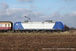 ERB Eurobahn 185 CL-009 f�hrt am 3. Februar 2010 um 13:51 Uhr mit dem RE13 durch B�ttgen bei Neuss