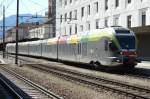 etr-150 Flirt-Triebwagen ETR 155 der Treno Alto Adige von Meran kommend in Bolzano eingetroffen  6.4.10