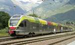 Abgestellter Flirt-Triebzug ETR 170 der Pustertal Bahn im Bahnhof Meran, ...