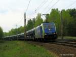 eu436270-e186 Autos nach Wustermark aus Polen. Am Umleitertag 1.Mai kam die EU 43-005 mit dem Autoganzzug durch Bestensee.
