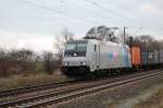 EVB Eisenbahnen und Verkehsbetriebe Elbe Weser GmbH 185 672-3 EVB am Nachmittag des 28.03.2010 kurz vor �berquerung des Mittellandkanals bei Peine