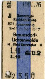 Sonntagsr�ckfahrkarte 
Deutsche Reichsbahn
Ausgabeort: Karl-Marx-Stadt
Datum: ...  Ulli Uhlig 27.09.2011