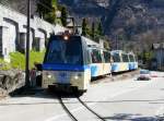 FART Centovallibahn SSIF / FART - Panoramazug ABE 4/4 85 + B 812 + Be 4/4 89 + Be 4/4 86 unterwegs nach Domodossola zwischen Ponte Brollo und Tegna am 05.04.2010