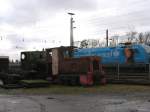 Verschiedene Schmallspurrloks auf Feldbahnmuseum Lengerich am 2-2-2008. Die 101 im ...