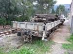 Ferrocarril de Soller 12.01.10,G�terwagen im Bf.Bunyola/Mallorca.