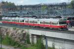 Gefhrt von einem Sm 1 (6003/6203) erreicht ein Zug der Linie A (Alberga - Hoplax - Ble - Helsingfors) den Bahnhof Ble.