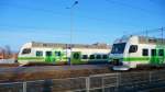 Triebwagen Sm4 #6301 und 6408 der VR im Bahnhof Riihimki, 14.4.13 