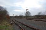 Diese Formsignale an der westlichen Ausfahrt des Bahnhofs M�nchengladbach-Rheindahlen zeigen ...