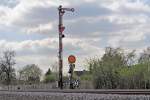 Formsignal vor dem Bahnhof Derkum - 10.04.2010  ...