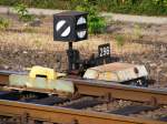 Formsignale Eine Gleissperre mit Formsperrsignal im Hauptbahnhof von M�nster, 6. Juli 2010.