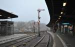 Formsignal in Bahnhof Goslar, am 21.11.2010, auf Rot.  ...