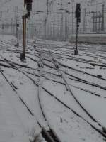 Die Weichenstra�en in Frankfurt am Main Hbf am 10.01.10  ...