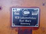 Fabrikschild der Diesellok D11 des Frankfurter Feldbahnmuseums.  ...