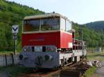 Die Fhrerstandsseite des SNCF Arbeitsfahrzeug ST7-150 (SKl) im Bahnhof Lutzelbourg in den Vogesen.