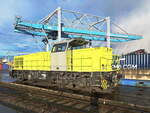Captrain France-61017(92 87 0061017-5 F-CPTF) im Straßburger Rheinhafen. 
Die Lok vom Typ G1206 wurde 2003 bei Vossloh unter der FNr.1001381 gebaut und hat gerade erst eine neue Revision erhalten (Rev 01.22 IMATEQ). 
2022-02-25 Strasbourg-Port Terminal-Nord