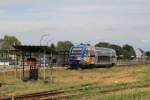 73907 mit TER 823907 Sarreguemines-Strasbourg auf Bahnhof Obermodern am 7-7-2014.