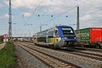 Einfahrt am 04.05.2016 von SNCF TER Alsace X73910 als IRE (Freiburg (Brsg) Hbf - Mulhouse Ville) in den Bahnhof von Müllheim (Baden).