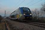 Am 18.01.2014 fuhr SNCF X73908 als IRE (Freiburg (Brsg) Hbf - Mulhouse-Ville), als dieser südlich von Buggingen gen Müllheim (Baden) fuhr.