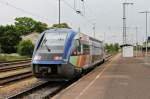 Nachschuss auf SNCF TER Alsace X73905 als RB aus Mulhouse Ville bei der Einfahrt am 25.04.2014 in den Endbahnhof Müllheim (Baden).