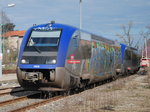 TER Rodez-Toulouse trifft im Bhf Carmaux ein. 21. März 2016.