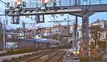 Mit dem Sud-Express Paris - Lissabon trifft die BB-9309 im April 1986 in Bayonne ein