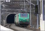 FRET Loks 437 057 und eine Schwestermaschine auf dem Weg nach Buchs SG haben soeben den Kerenzerbergtunnel verlassen. Schon lange vor Ausfahrt sah ich im Tunnel das zusammengedrckte Spitzenlicht, das doch sehr von den Schweizer Loks abweicht. (10.02.2008)