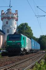 FRET 437014 mit Containerzug am 20.08.2010 durch Rdesheim