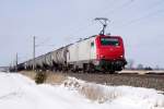 E 37 531 (Alstom Prima) des franzsischen Lokvermieters AKIEM,aufgenommen am 16.02.2012 bei Triesdorf an der Strecke Wrzburg-Treuchtlingen.