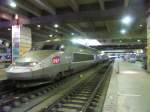 TGV am 28.2.2008 im Gare Montparnasse, den ich ziemlich hsslich finde.