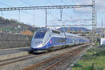 TGV 4727 durchfährt den Bahnhof Gelterkinden.