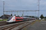 TGV Lyria 4716 durchfährt den Bahnhof Rupperswil. Die Aufnahme stammt vom 25.08.2020.
