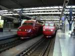 Hier stehen zwei TGV vom Typ Thalys im Bahnhof Brssel Midi.
