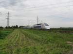 Ein TGV2800 als Ersatzzug von ICE9552 von Frankfurt(Main)Hbf nach Paris Est.Am 05.09.08 bei der durchfahrt in Lampertheim.