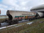 Getreidewagen Bauart Uagps,aus Frankreich,am 12.Februar 2018,in Verladestation Greifswald Vierow.