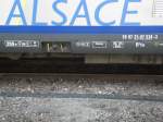 Detailansicht des renovierten TER200 2.Klasse-Wagens B11tu 50 87 21-97 538-3 mit der aufflligen Regionallackierung ALSACE-S´Elsass.