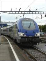 Neuer SNCF TER Steuerwagen bei der Einfahrt in den franzsischen Teil des Bahnhofs von Basel am 04.08.08.