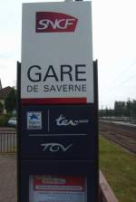 Infosule in Saverne, liegt zwischen Hagenau und Straburg. Und ein paar  mal fahren sogar TGV's nach Stuttgart/Mnchen (man beachte das TGV Logo). 16.07.08