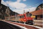 Triebwagen Nr. 17370 der SNCF im Bahnhof Villefranche-de-Conflent (427m), im Juli 2010.