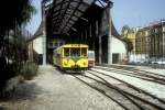 CP (Chemins de fer de Provence) im Juli 1983: Der Autorail / Dieseltriebwagen SY-01 verlässt den Endbahnhof in Nizza, Gare Nice CP / Nice Gare du Sud.