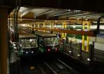 Zwei vollautomatische Züge der Pariser Metrolinie 1 in der Station  Gare de Lyon . 14.1.2014